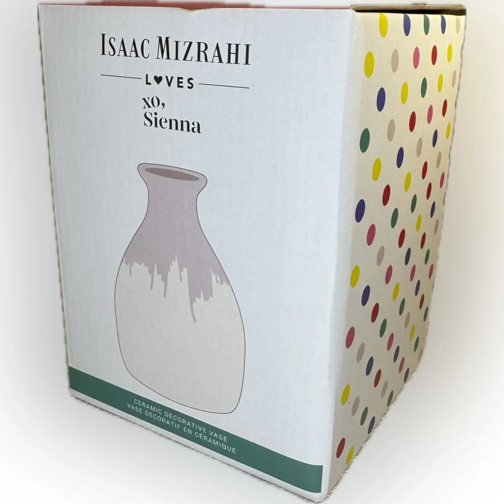 Isaac Mizrahi Loves XO Sienna Ceramic Vase NIB Pink Drip